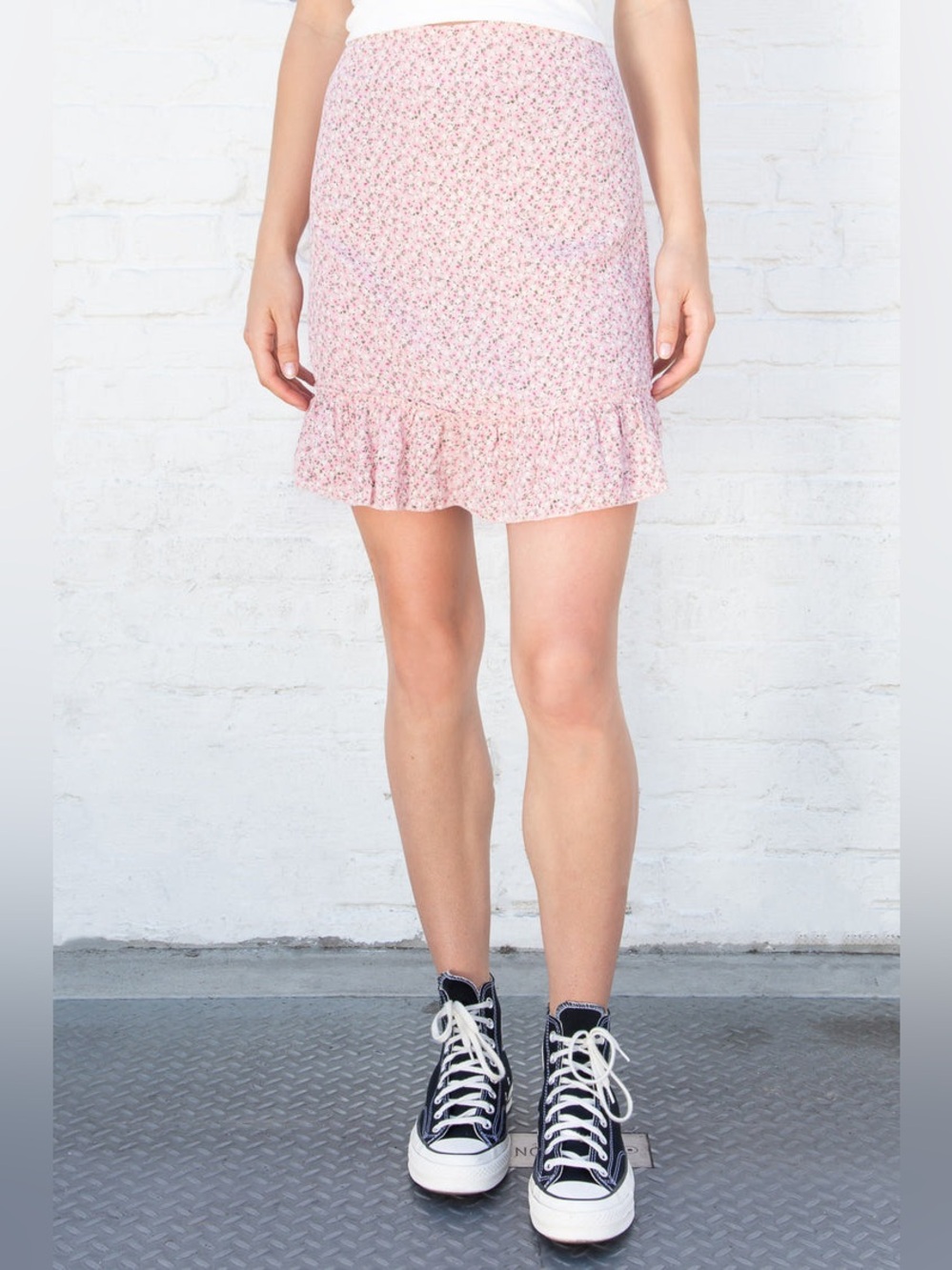 Brandy Melville Pink Floral Skirt